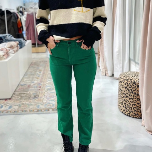 Sandrine Rose Denim - Free People • Sandrine Rose Kelly Green Denim Jeans